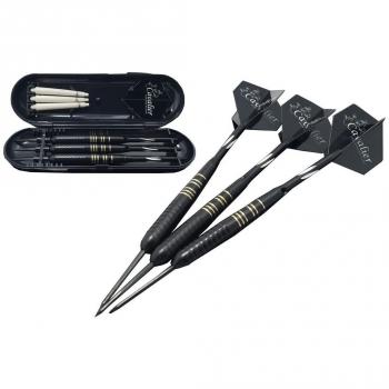 Juego de dardos punta de acero profesional de metal cañas de dardos de aluminio, aluminio, revestimiento de tungsteno Barriles de latón, 1 funda, y 3 extra libre PVC Dart Varillas