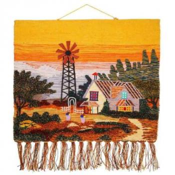Tapiz Decorativo de Yute Tejido Multicolor 100 x 80 cm