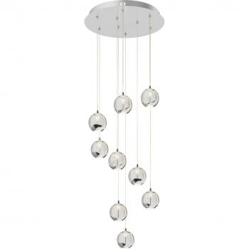 Lámpara colgante LED Hayley, 9 luces, color cromo, cristal de Lucande