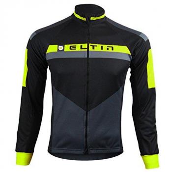 ELTIN Trento Chaqueta térmica Corta-Viento, Hombre, Negro/Gris / Amarillo flúor, L