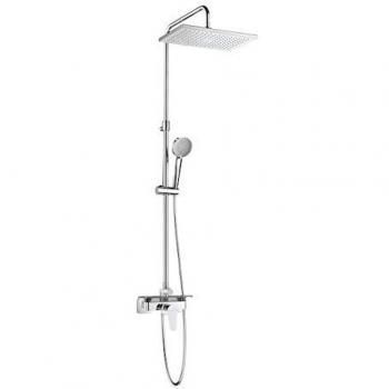 Roca A5A9B90C00 Columna Monomando Ducha, Even-M Square, con Repisa, Cromo, Cromado