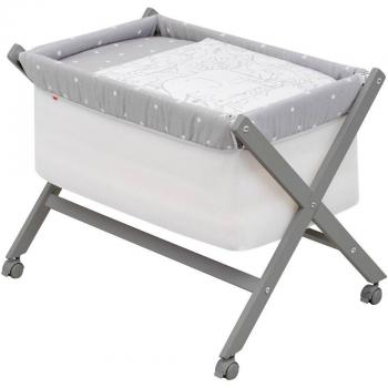 Cambrass Be Zoo - Minicuna tijera madera 3D, 55 x 87 x 74 cm, color gris