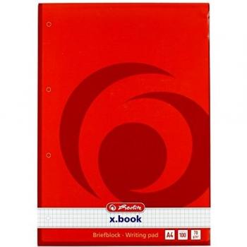 Bloc de notas Herlitz DIN A4, perforado con 4 agujeros, cuadriculado, 100 hojas