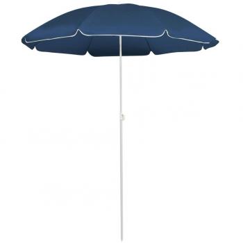 Sombrilla de jardín con poste de acero azul 180 cm