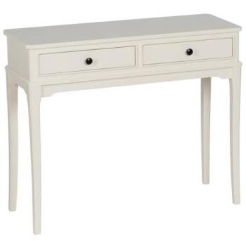 Consola de Madera Blanco DM con 2 cajones, dimensiones 90 x 33 x 75 cm, fabricada en madera de pino y MDF