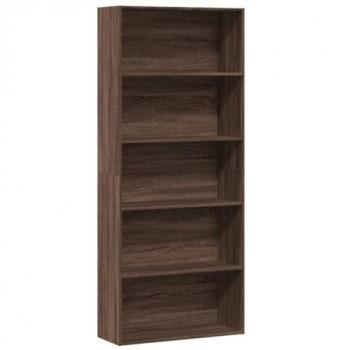 Estantería de madera de ingeniería en color roble marrón, dimensiones 80x30x189 cm, librería y armario para libros