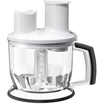 Braun Minipimer MQ70 Accesorio procesador de alimentos, 2 herramientas para triturar, 1.5 L, acero inoxidable, plástico, blanco