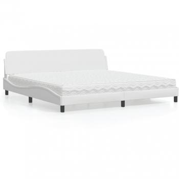 Cama con colchón blanco 200x200cm en cuero sintético