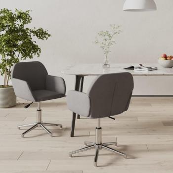 Light Grey Fabric Swivel Dining Chairs - Set of 2