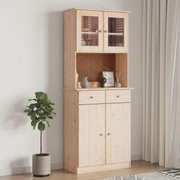 Aparador alto de madera maciza de pino 77x35x188 cm Marrón