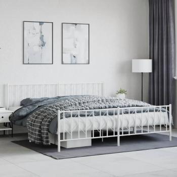 Cama Pediátrica de Metal con Cabecero y Estribo Blanco 200x200 cm