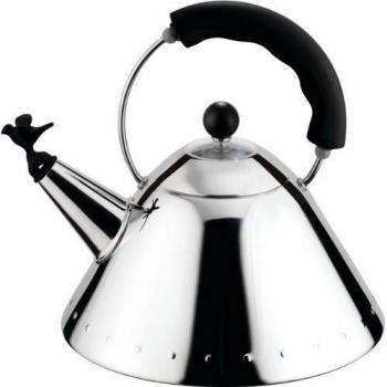 Alessi 9093 B - Hervidor de agua de acero con mango de color negro