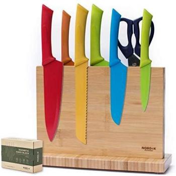 Magnetic Knife Block Without Knives - Pre-Assembled Double Sided Knife Storage - Magnetic Kitchen Knife Holder Great as a Steak Knife Block Universal for Home Kitchen Counter Organization Knife Block
