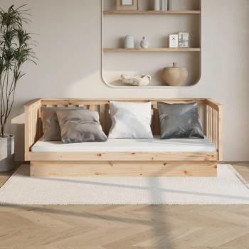Sofá cama de madera maciza de pino 100x200 cm Marrón