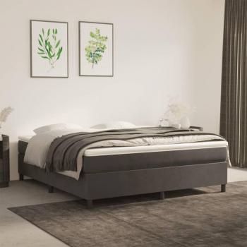 Cama Box Spring con colchón de terciopelo gris oscuro 180x200 cm