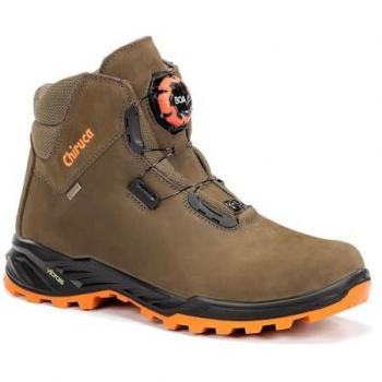 Botas Chiruca Cares BOA Hi Vis GORE-TEX marrón/naranja impermeables para senderismo, con suela Vibram y cierre BOA, talla 40