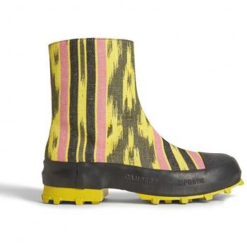 CAMPERLAB Traktori Ankle Boots for Men in Yellow/Black/Pink - Size 44 (US 10.5) - Cotton Fabric