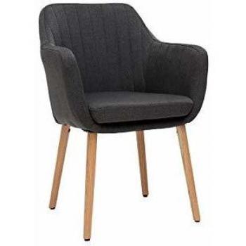 Sillón escandinavo gris oscuro con patas de roble ALEYNA