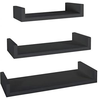 Conjunto de 3 Estantes de Pared Modernos Calamita Maxi Color Negro