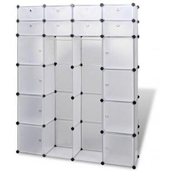 vidaXL Armario Modular con 18 Compartimentos de Plástico Blanco Ropero Mueble