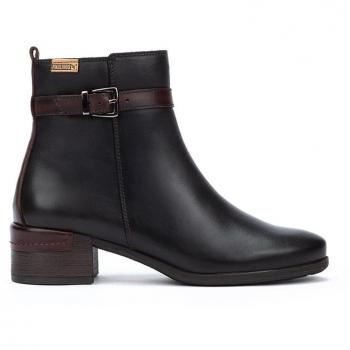 Pikolinos Botines de mujer W6W-8622C1 Malaga Black de piel con cremallera (talla 38)
