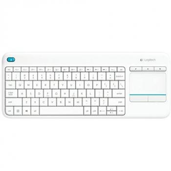 Logitech K400 Teclado Táctil Inalámbrico Plus para TV con un Control Multimedia y Panel Táctil, Disposición QWERTY Italiano - Blanco