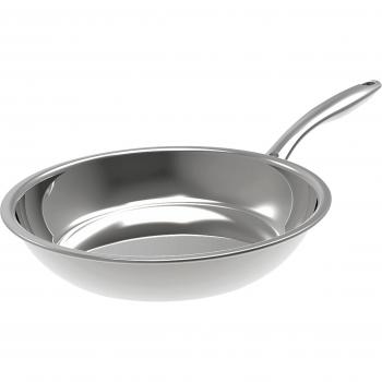 KUHN RIKON Swiss Multiply Bratpfanne / Pfanne unbeschichtet aus Edelstahl und Aluminium, 24 cm, für alle Herdarten inkl. Induktion, backofenfest bis 250 Grad, scharfes Anbraten