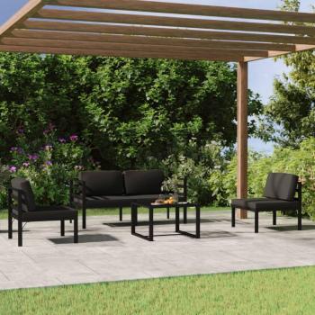 5-Piece Anthracite Aluminum Garden Lounge Set with Cushions