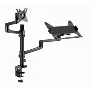 Soporte de escritorio ajustable con brazo para monitor y bandeja para computadora portátil, 17”-32”, hasta 8 kg
