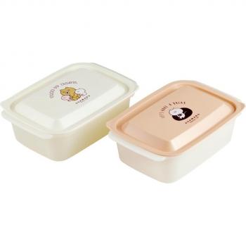 Usamaru Microwaveable Food Storage Container Set 530ml (2 Pieces) - Easy Clean, No Grooves, Made in Japan