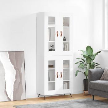 Aparador alto de madera multicapa blanco 69,5x34x180 cm