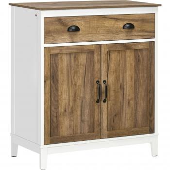 Aparador Homcom con Cajón, 2 Puertas y Estante Ajustable 78,5x39x89,4 cm Marrón