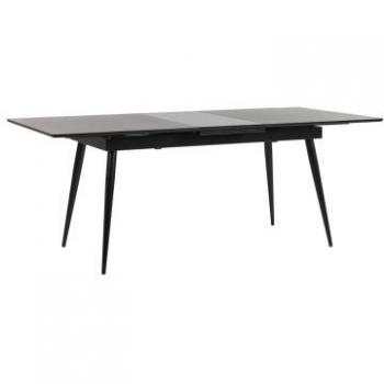 Mesa de comedor extensible negra 160/200 x 90 cm para 6 personas con patas de metal diseño minimalista Maldon