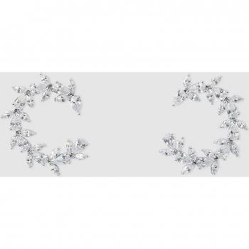 Pendientes Leaf circle dorado y circonitas