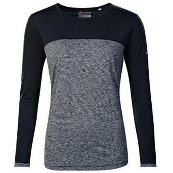 Berghaus Voyager Tech tee Camiseta de Manga Larga, Mujer, Carbon Marl/Jet Black, XS