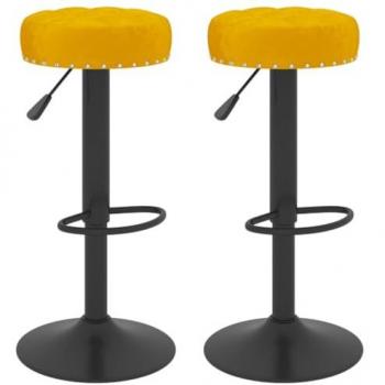 Taburetes de cocina 2 unidades terciopelo amarillo mostaza