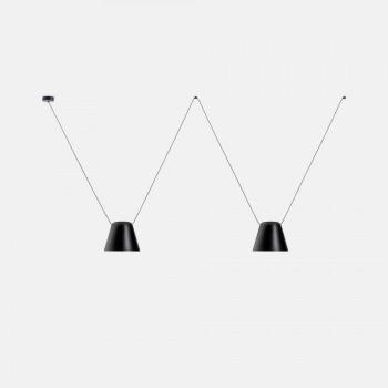 Lámpara colgante decorativa Attic de aluminio negro mate para 2 bombillas E27, dimensiones 175cm x 400cm