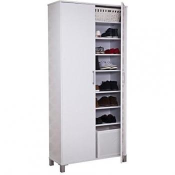 Armario Multiusos Topkit Duero 7177 con 6 Baldas Regulables, Capacidad para 25 Pares de Zapatos, Medidas: 186x84x34 cm, Color Blanco