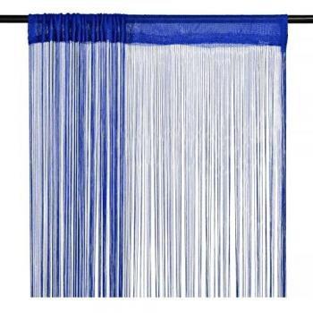 vidaXL Cortina de Flecos para Puerta 2 Piezas 100x250 cm Tela Azul Estor Hilos