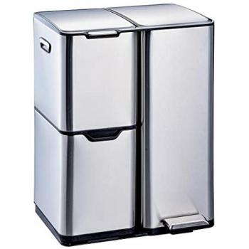 Papelera de cocina para clasificación selectiva 60L Acero inoxidable Plata HAJA