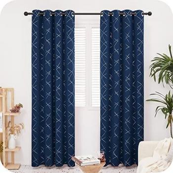 Amazon Brand - Umi Cortinas Dormitorio Moderno Opacas para Ventanas de Habitación Juvenil con Ollados 2 Piezas 140x229cm Azul Marino