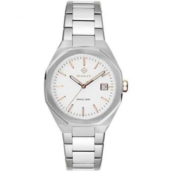 Reloj Gant G164001 para Hombre - Reloj analógico, caja de acero inoxidable, correa de cuero, resistencia al agua hasta 50 metros, esfera negra con detalles en blanco y rojo, movimiento de cuarzo