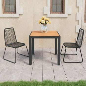 Set de comedor de jardín Día y Noche 3 piezas PVC ratán negro y marrón