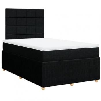 Cama box spring con colchón de muelles en tela negra 120x200 cm