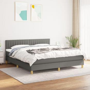 Cama box spring suave con colchón de tela gris oscuro 160x200 cm