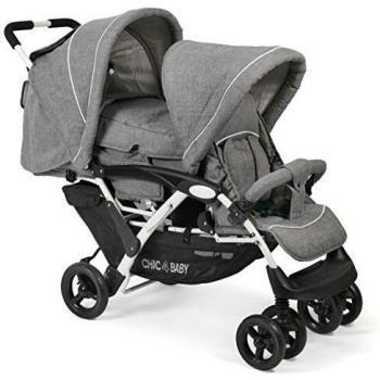 CHIC 4 BABY 274 60 Duo Jeans Melange - Cochecito para hermanos, color gris y blanco