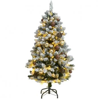 vidaXL Artificial Hinged Christmas Tree 150 LEDs & Ball Set 120 cm