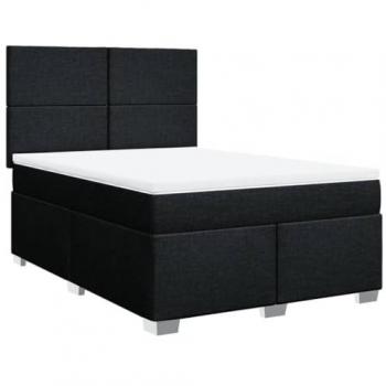 Cama box spring con colchón de muelles en tela negra 140x200 cm