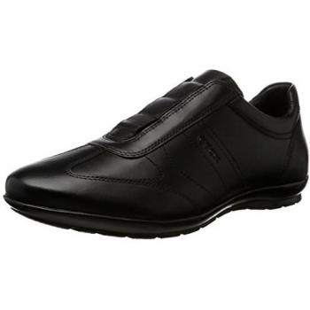 Geox Symbol Smooth Leather Low-Top Sneakers for Men, Black, EU 43