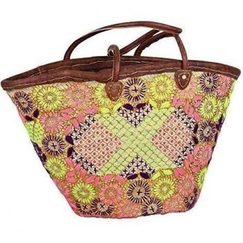 Cesta de la compra Marruecos Cesto Mercado de funda bolsa de playa French Basket Multicolor bordado